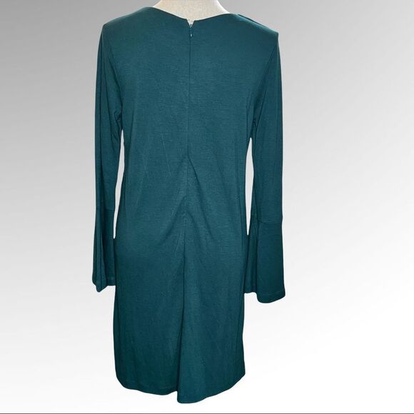 Loft Green Long Bell Sleeve Jersey Shift Dress Size 8, new With Tags - Picture 5 of 9